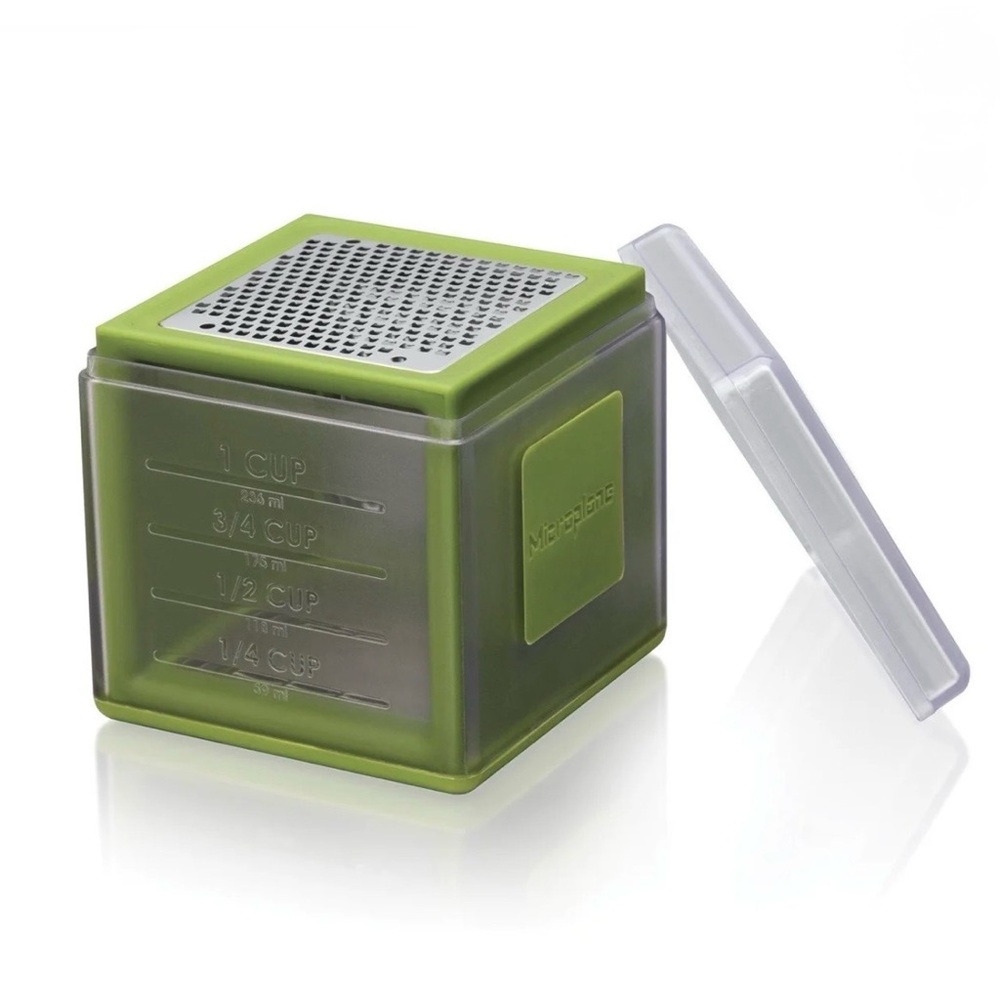 Microplane 3-in-1 Cube Grater Green Fine Ribbon Coarse Stainless Steel Kitchen